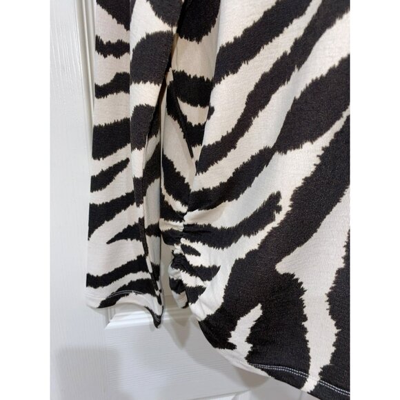 NWT Clara SunWoo COZY KNIT - BOAT NECK SIDE RUCHED SWEATER TOP - ZEBRA Size Medi - Picture 6 of 9